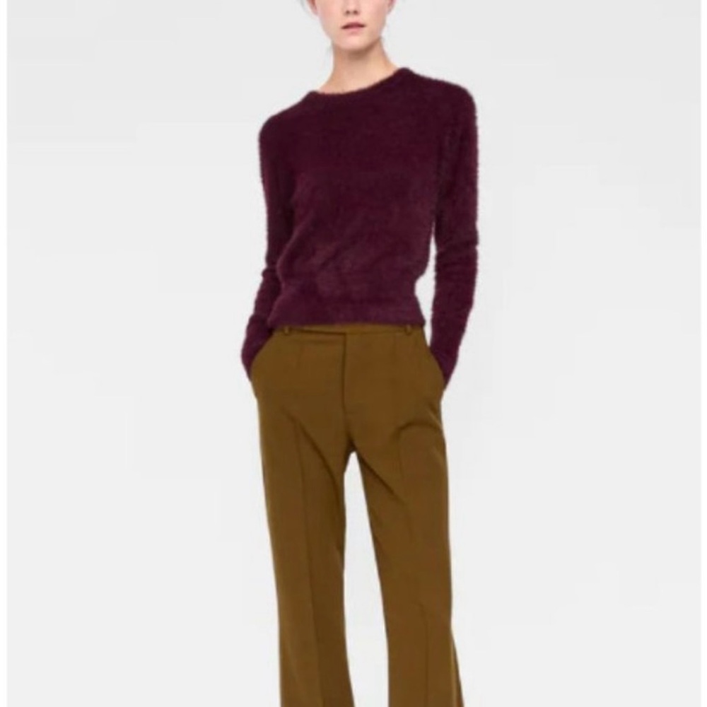 Zara Knit fuzzy burgundy sweater - soft and perfect for fall